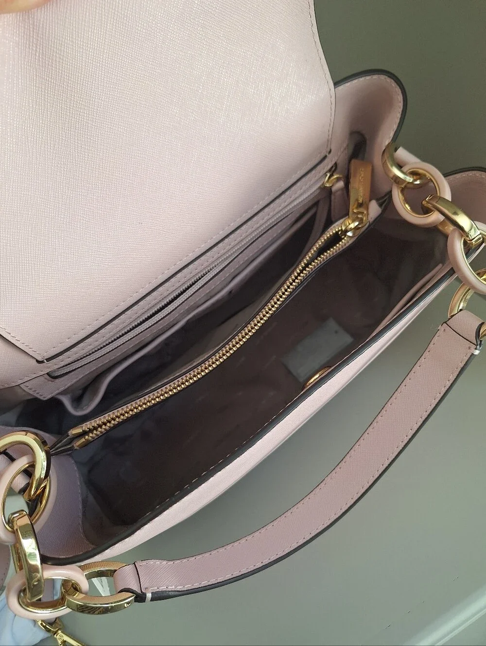 NWT Michael Kors Portia Saffiano Leather Crossbody Shoulder Bag Blossom Pink